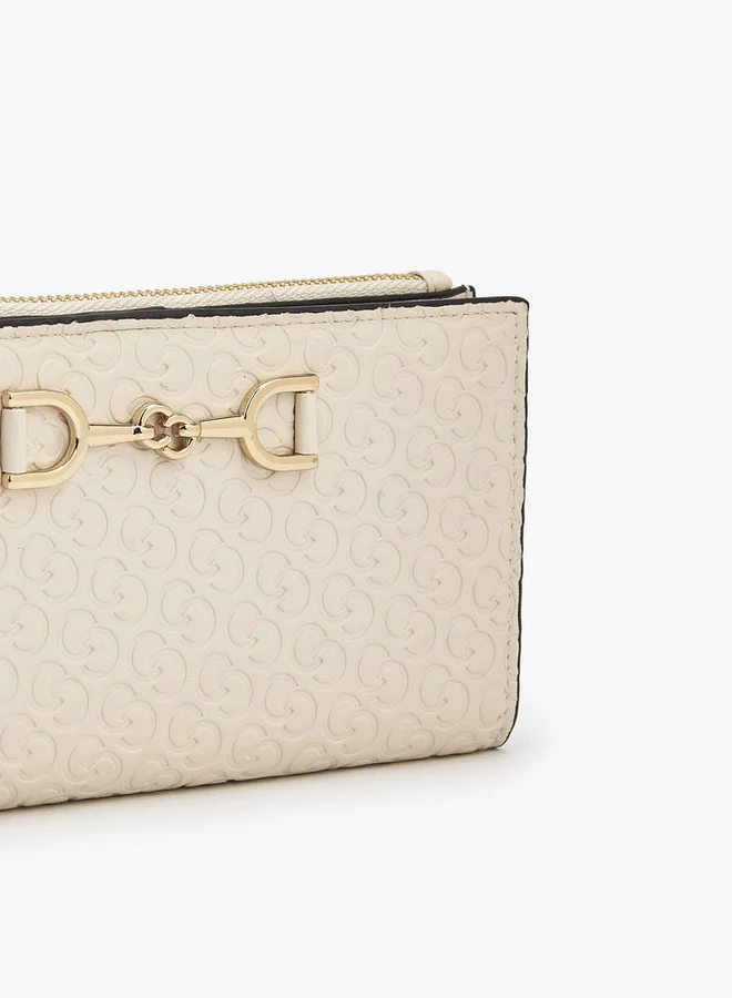 Celeste Monogram Embossed Wallet With Button Closure